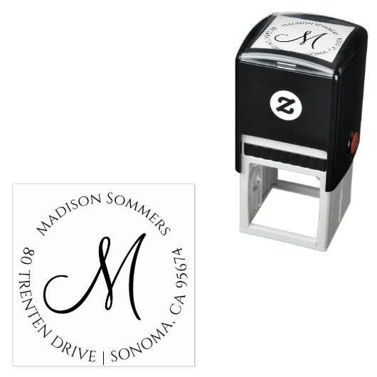 Moderne einfache Monogramm-Adresse Permastempel (Beispiel)
