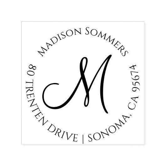 Moderne einfache Monogramm-Adresse Permastempel (Design)