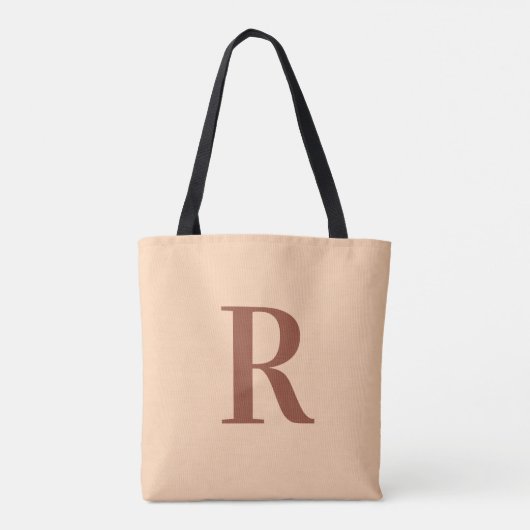 Moderne, einfache Monogramm-Beige Tasche (Rückseite)