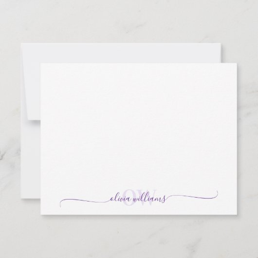 Moderne einfache Monogramm Eleganter Skriptname Mitteilungskarte (Rückseite)