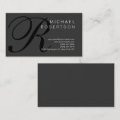 Moderne, einfache Monogramm-Graue Visitenkarte (Vorne/Hinten)