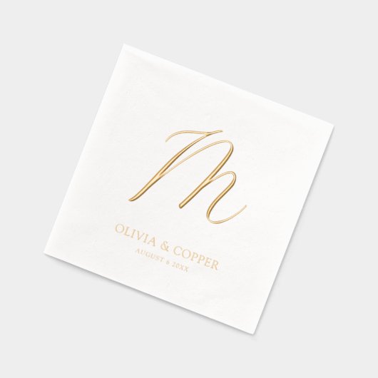 Moderne einfache Monogramm-Hochzeit Servietten Mit Folie (Links)