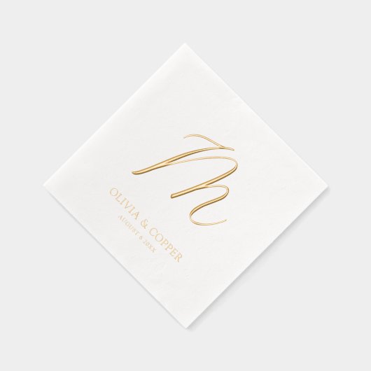 Moderne einfache Monogramm-Hochzeit Servietten Mit Folie (Rechts)