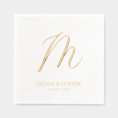 Moderne einfache Monogramm-Hochzeit Servietten Mit Folie (Vorderseite)