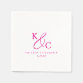 Moderne einfache Monogramm Magenta Rosa Hochzeit Serviette (Vorderseite)