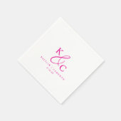 Moderne einfache Monogramm Magenta Rosa Hochzeit Serviette (Ecke)