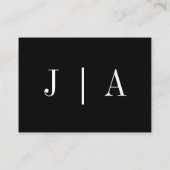 Moderne, einfache Monogramm mit schwarzem und weiß Begleitkarte (Rückseite)