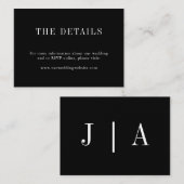 Moderne, einfache Monogramm mit schwarzem und weiß Begleitkarte (Vorne/Hinten)