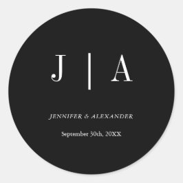 Moderne, einfache Monogramm mit schwarzem und weiß Runder Aufkleber