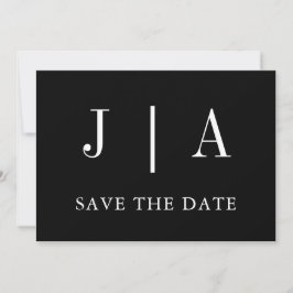 Moderne, einfache Monogramm mit schwarzem und weiß Save The Date