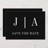 Moderne, einfache Monogramm mit schwarzem und weiß Save The Date (Vorne/Hinten)