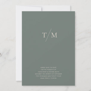 Moderne einfache Monogramm Moss Green Mix & Match Save The Date