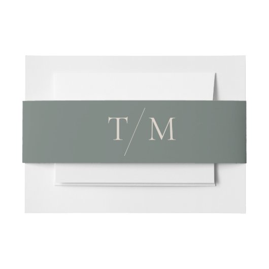 Moderne einfache Monogramm Moss Mix & Match Weddin Einladungsbanderole (Vorderseite Beispiel)