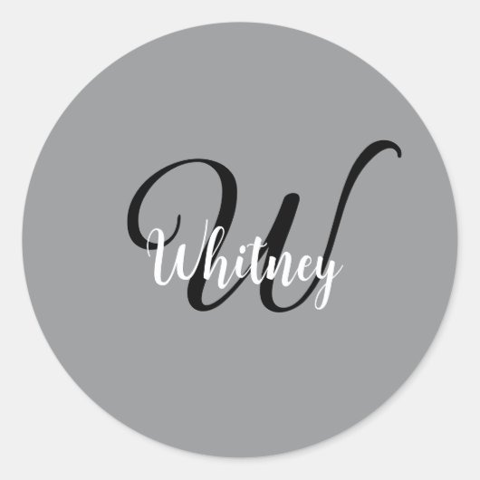 Moderne einfache Monogramm-Name Runder Aufkleber (Vorderseite)