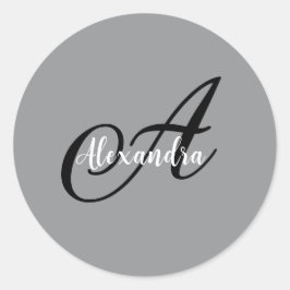 Moderne einfache Monogramm-Name Runder Aufkleber
