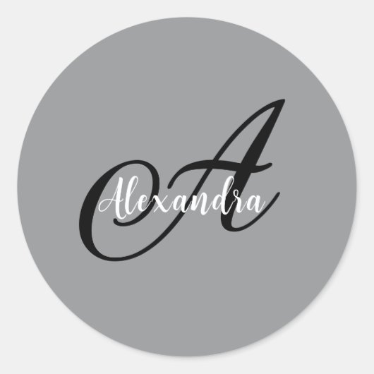 Moderne einfache Monogramm-Name Runder Aufkleber (Vorderseite)