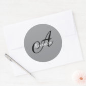 Moderne einfache Monogramm-Name Runder Aufkleber (Umschlag)