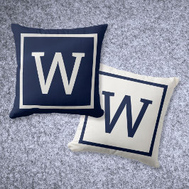 Moderne einfache Monogramm Navy Blau Kissen