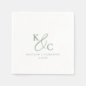 Moderne einfache Monogramm-Sage-Grün-Hochzeit Serviette (Vorderseite)