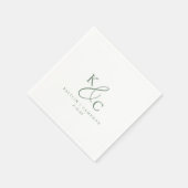 Moderne einfache Monogramm-Sage-Grün-Hochzeit Serviette (Ecke)