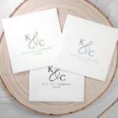 Moderne einfache Monogramm-Sage-Grün-Hochzeit Serviette