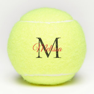 Moderne einfache Monogramm Schwarz Rot Tennisbälle