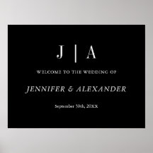 Moderne einfache Monogramm Schwarz-Weiß-Hochzeit