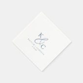 Moderne einfache Monogramm Staubblau Hochzeit Serviette (Ecke)