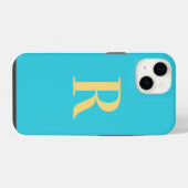 Moderne einfache Monogramm Teal Aqua iPhone Hülle (Rückseite (Horizontal))