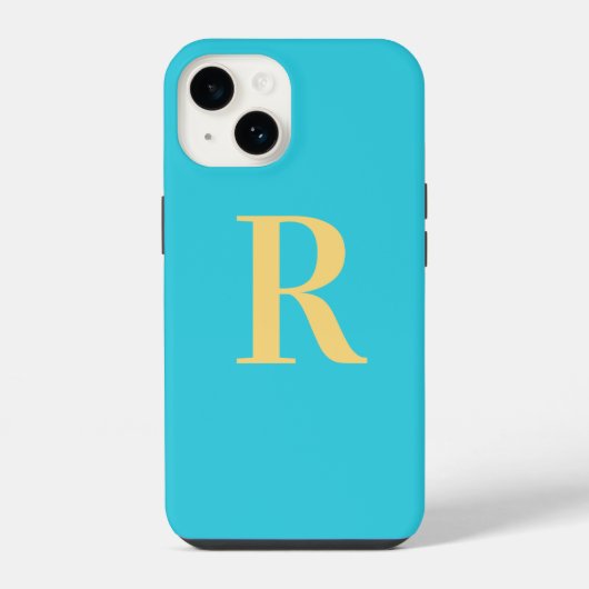 Moderne einfache Monogramm Teal Aqua iPhone Hülle (Rückseite)