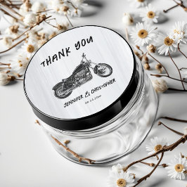 Moderne einfache Motorradfahrer Hochzeit Runder Aufkleber