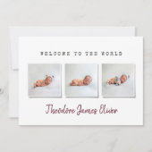 Moderne, einfache Multi-Foto-Geburtsankündigung Ankündigung (Vorderseite)