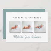 Moderne, einfache Multi-Foto-Geburtsankündigung Ankündigung (Vorne/Hinten)