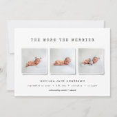 Moderne, einfache Multi-Foto-Geburtsankündigung Ankündigung (Vorderseite)