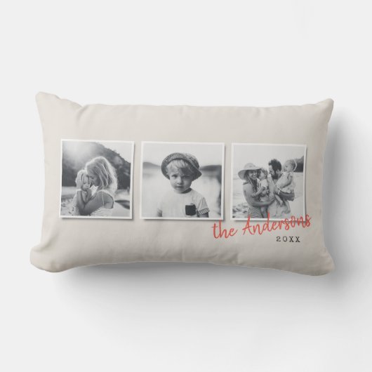 Moderne, einfache Multi-Foto-Wohngestaltung Lendenkissen (Vorderseite)