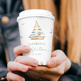 Moderne einfache Nautical Sailboat Babydusche Pappbecher