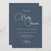 Moderne, einfache Navy Blue Baby Dusche Einladung (Vorne/Hinten)