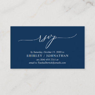 Moderne einfache Navy Blue Calligraphy, Wedding RS Begleitkarte