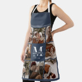 Moderne einfache Navy Blue Foto Collage | Monogram Schürze (InSitu)