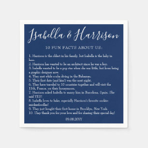 Moderne einfache Navy Blue Fun Fakten Hochzeiten v Serviette