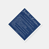 Moderne einfache Navy Blue Fun Fakten Hochzeiten v Serviette (Ecke)