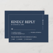 Moderne einfache Navy Blue Monogram Wedding RSVP Karte (Vorne/Hinten)