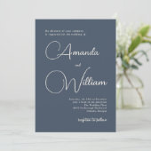 Moderne, einfache Navy Blue Wedding Einladung (Stehend Vorderseite)