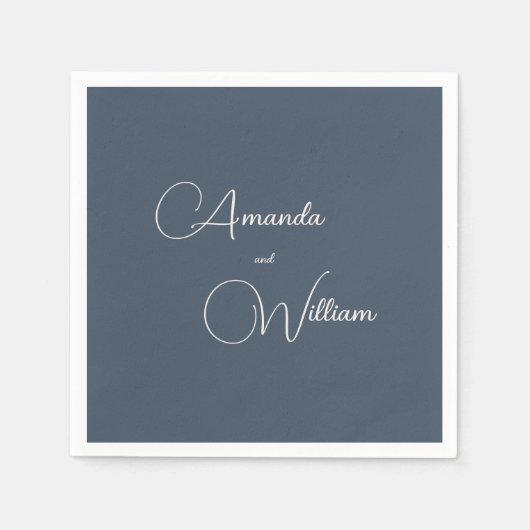 Moderne, einfache Navy Blue Wedding Serviette (Vorderseite)