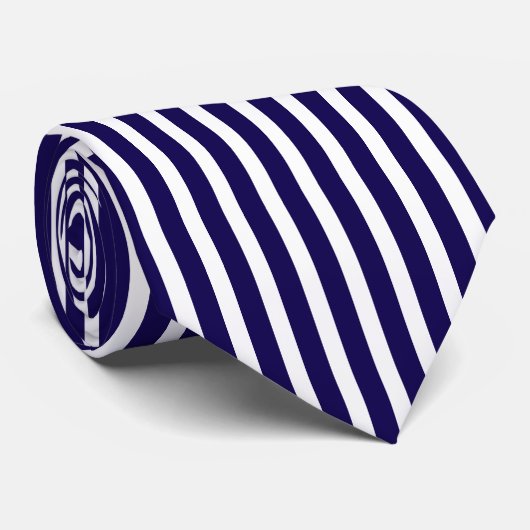 Moderne, einfache Navy- und Weißstäbe Krawatte (Gerollt)