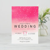 Moderne, einfache Neon-Rosa-Omelfarben-Hochzeit Einladung (Stehend Vorderseite)