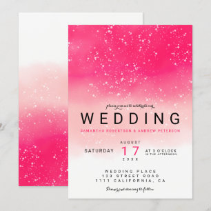 Moderne, einfache Neon-Rosa-Omelfarben-Hochzeit Einladung