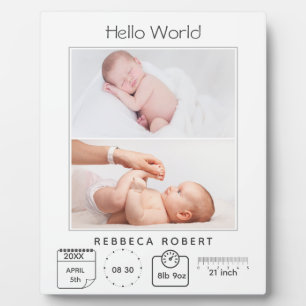 Moderne einfache neue Baby-Personalisierung mit 2 Fotoplatte