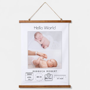 Moderne einfache neue Baby-Personalisierung mit 2 Wandteppich Mit Holzrahmen
