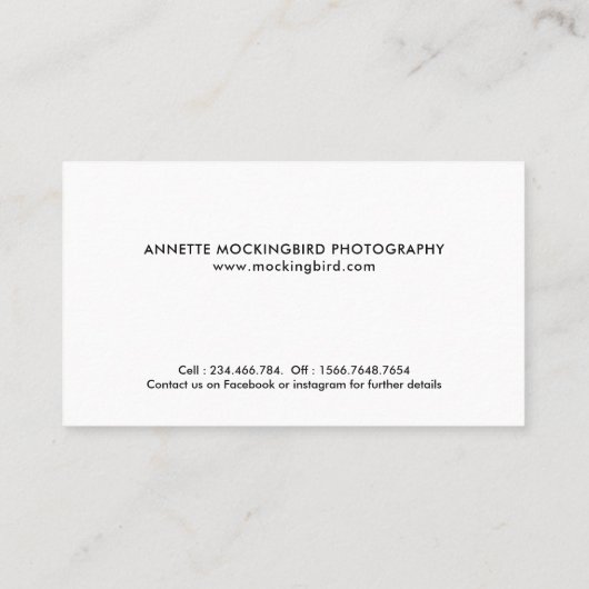 Moderne einfache Neugeborene-Fotografie Visitenkarte (Rückseite)